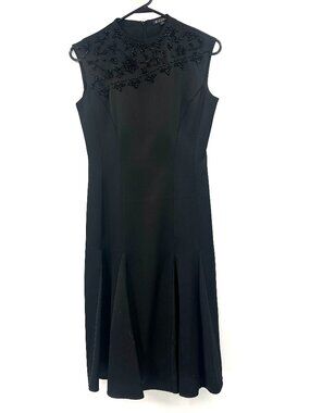 Brooks Brothers Black Satin Rhinestone Embellished Dress Women's 2